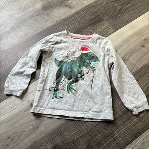 Carter's Gray Long Sleeve Dinosaur Christmas Tee